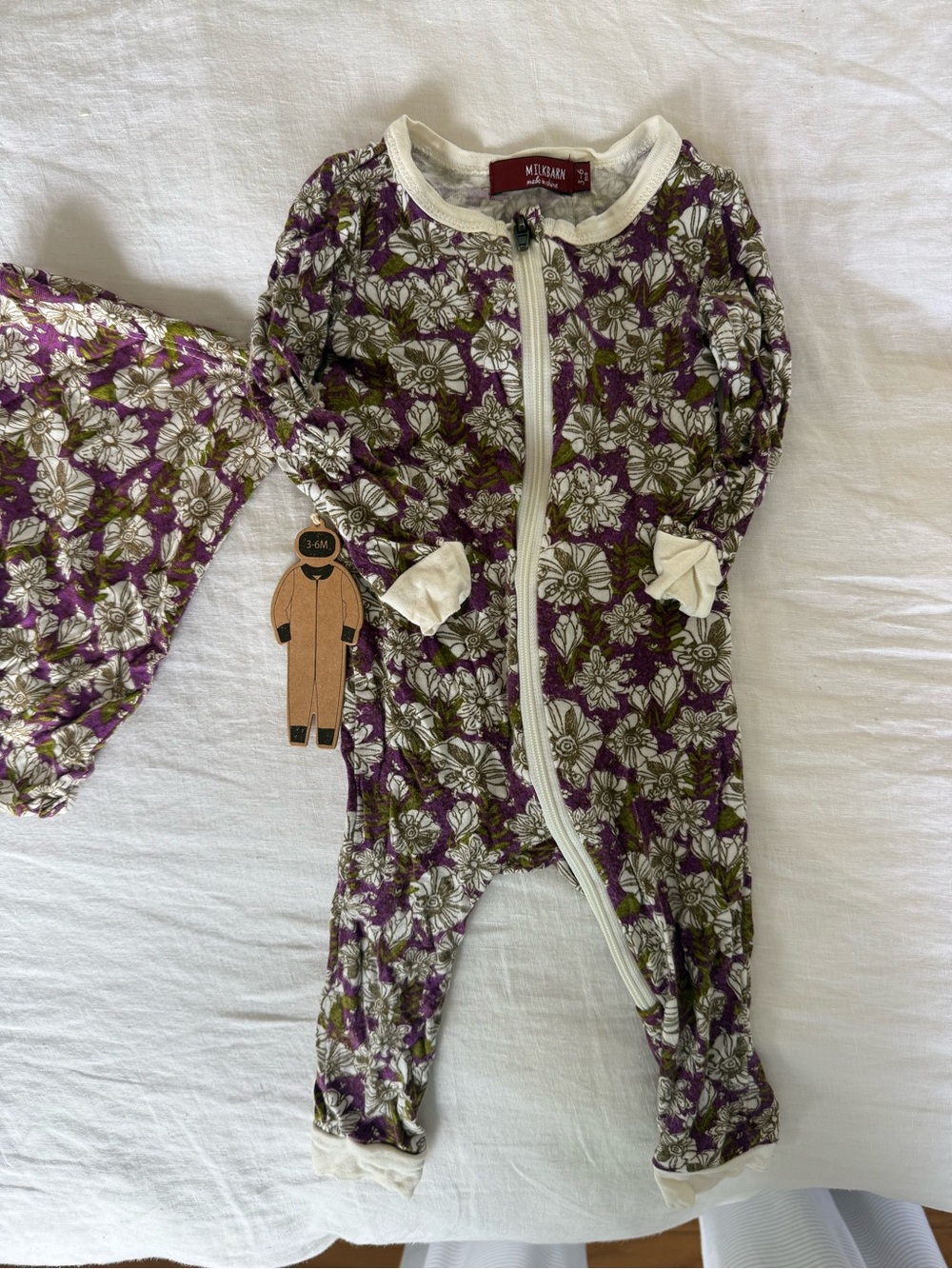 Milkbarn Purple Floral Zip One-Piece for Kids brand new!